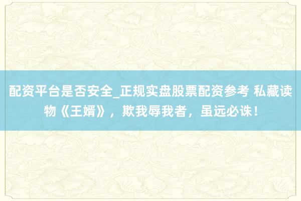 配资平台是否安全_正规实盘股票配资参考 私藏读物《王婿》，欺我辱我者，虽远必诛！